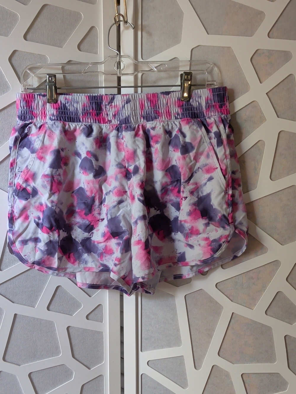 Athletic Works Pink & Purple Watercolor Athletic Shorts